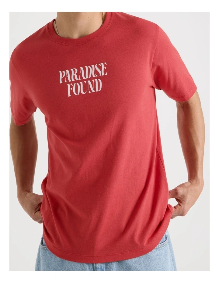 Regular Fit Graphic Crew Neck T-Shirt in Red image 7