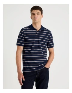 Stripe Polo in Navy
