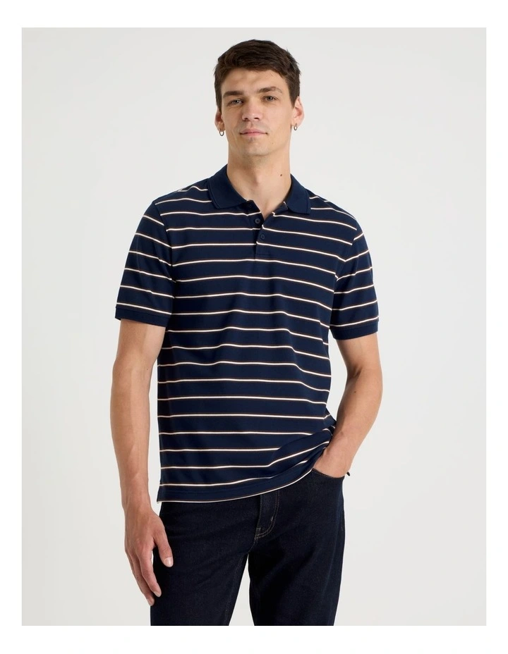 Stripe Polo in Navy image 1