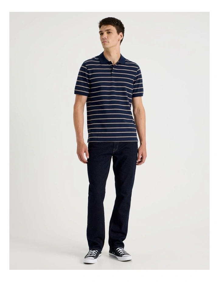 Stripe Polo in Navy image 2