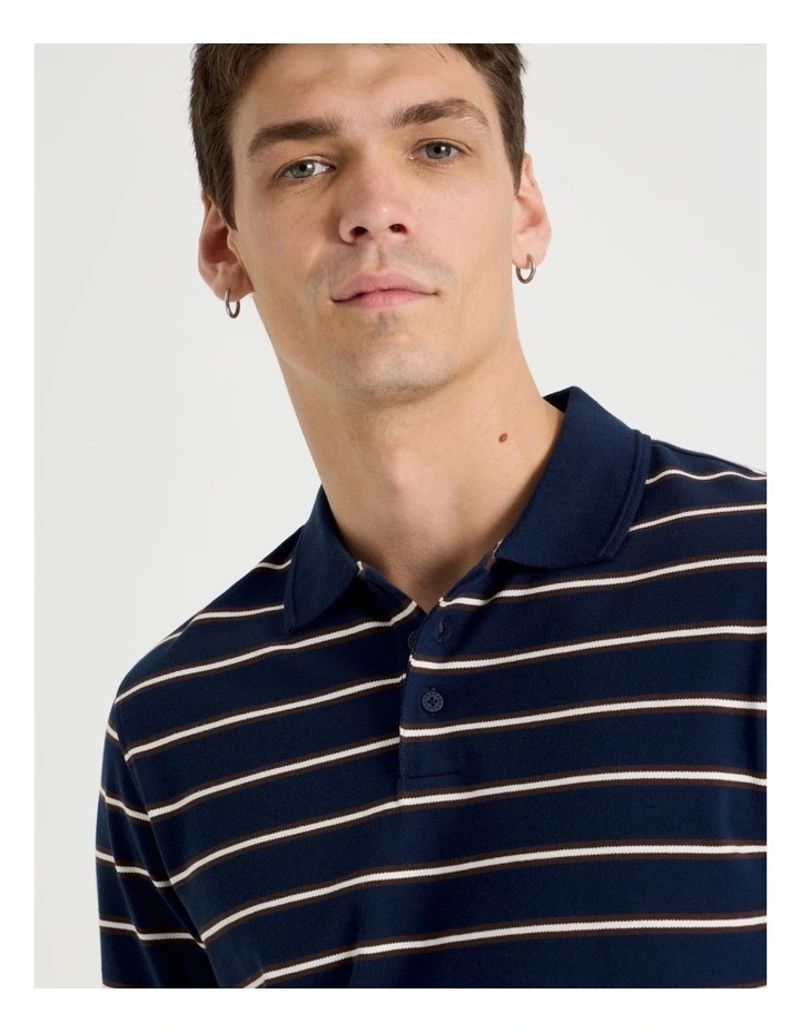 Stripe Polo in Navy image 4
