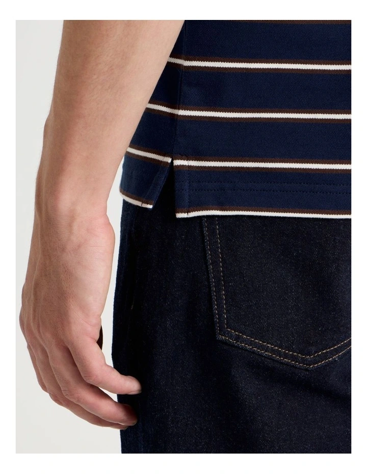 Stripe Polo in Navy image 5