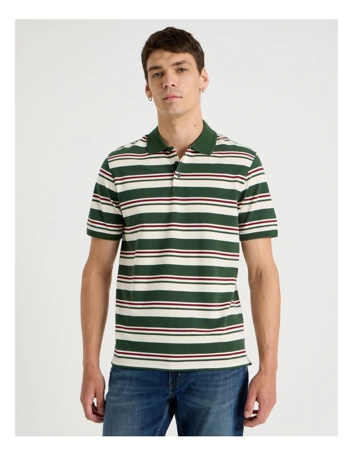 Stripe Polo Dark in Green image 1
