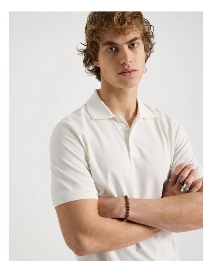 Pique Polo in White image 1