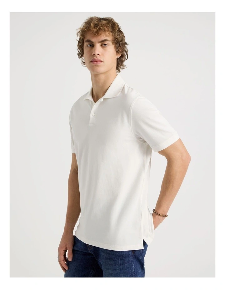 Pique Polo in White image 2