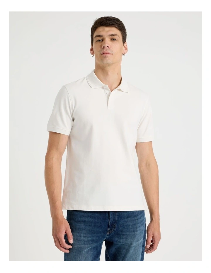 Pique Polo in White image 2