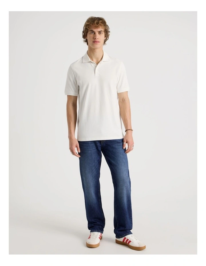 Pique Polo in White image 3