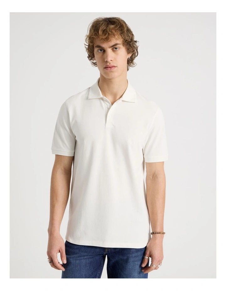 Pique Polo in White image 4