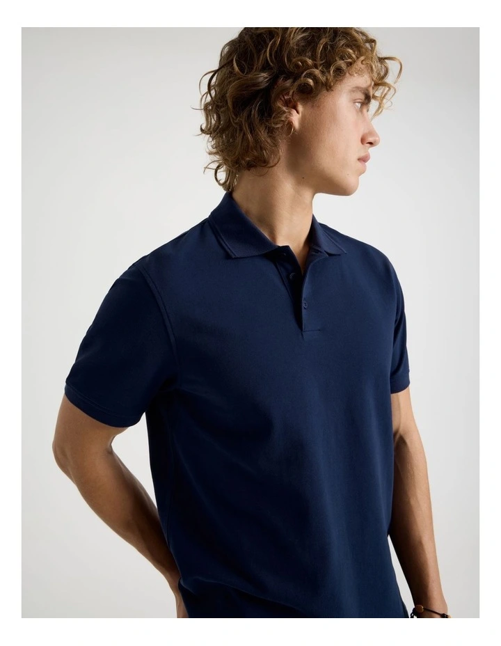 Pique Polo in Navy image 2
