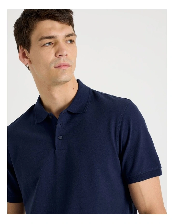 Pique Polo in Navy image 3