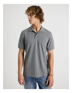 Pique Polo in Charcoal