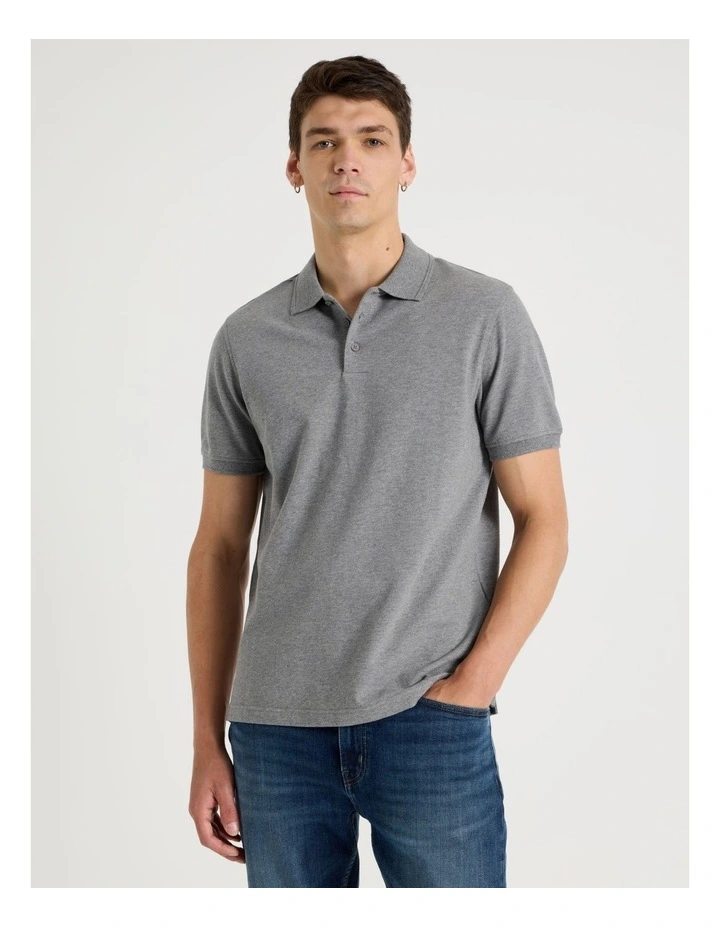Pique Polo in Charcoal image 1