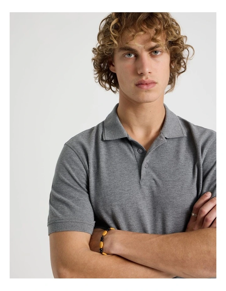 Pique Polo in Charcoal image 2