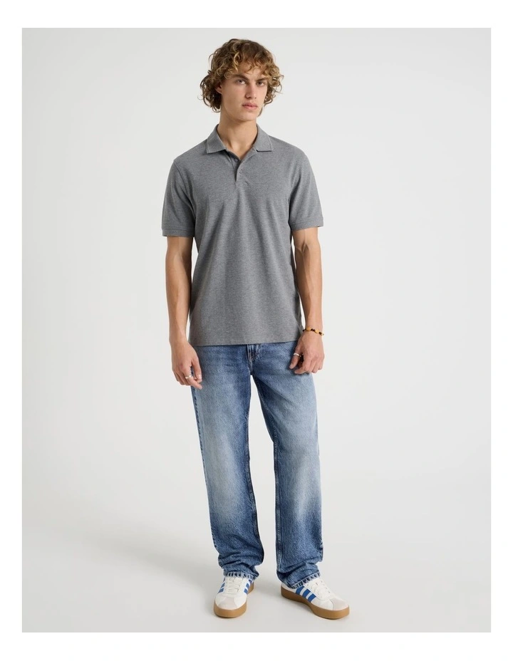 Pique Polo in Charcoal image 3