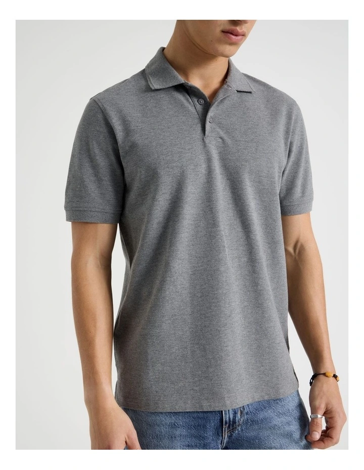 Pique Polo in Charcoal image 4