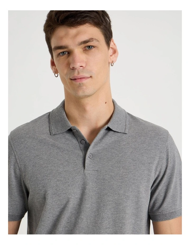 Pique Polo in Charcoal image 4