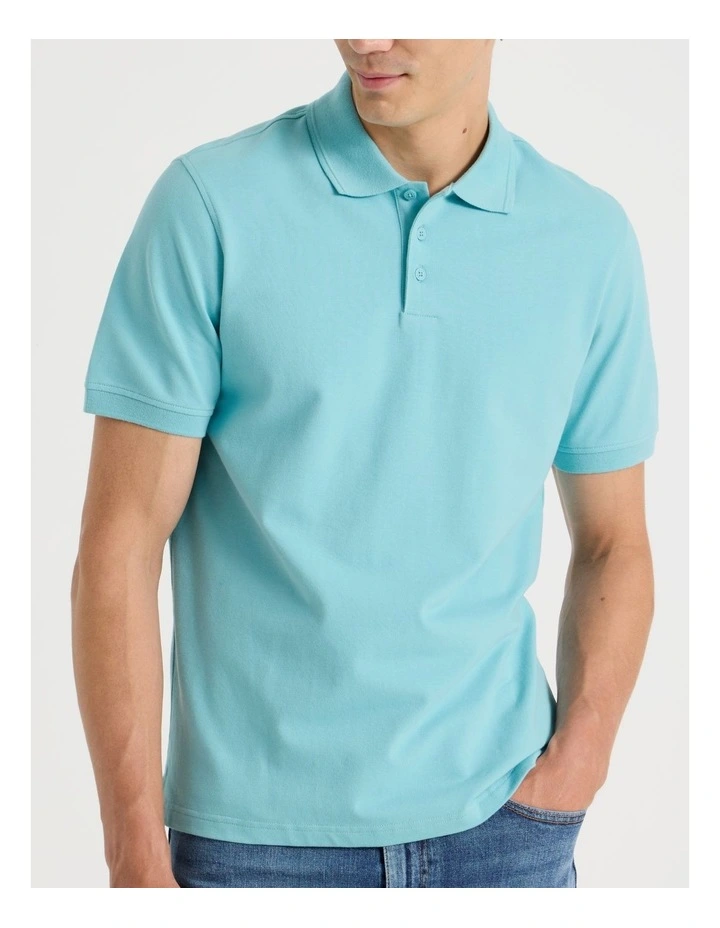 Pique Polo in Dusty Blue image 3