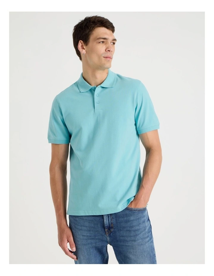 Pique Polo in Dusty Blue image 5