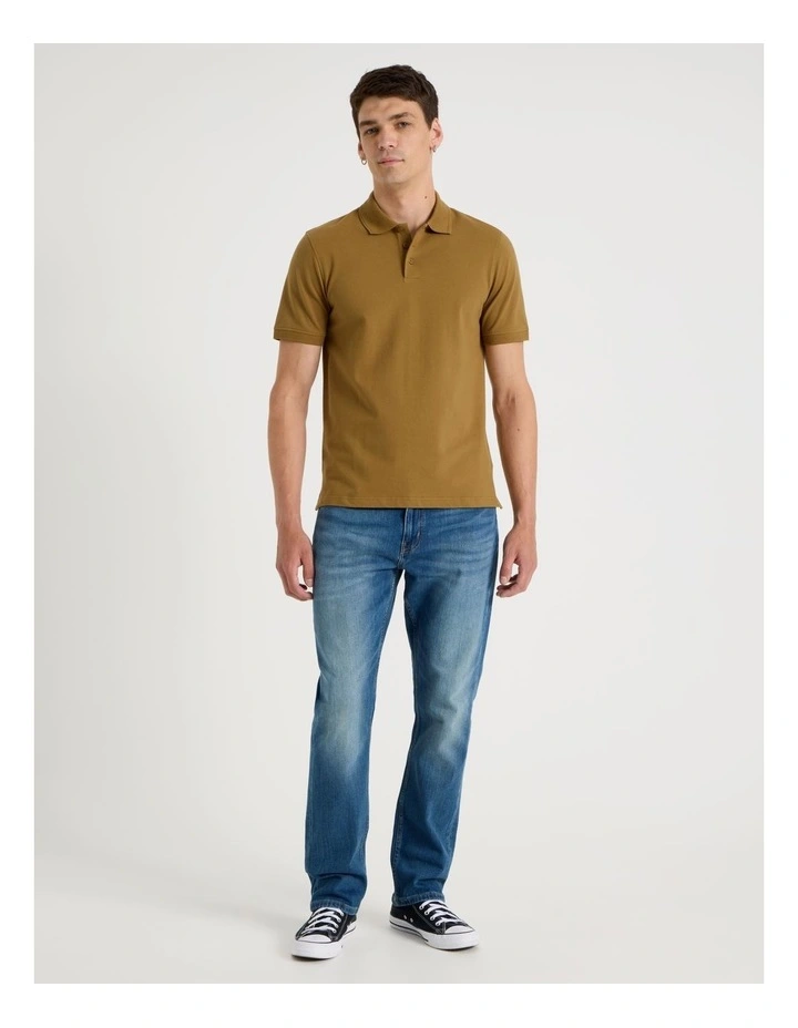 Pique Polo in Gold image 3