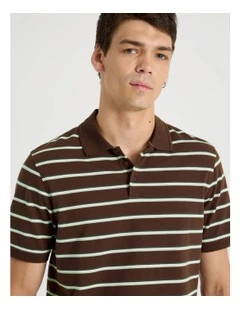 Stripe Polo in Brown