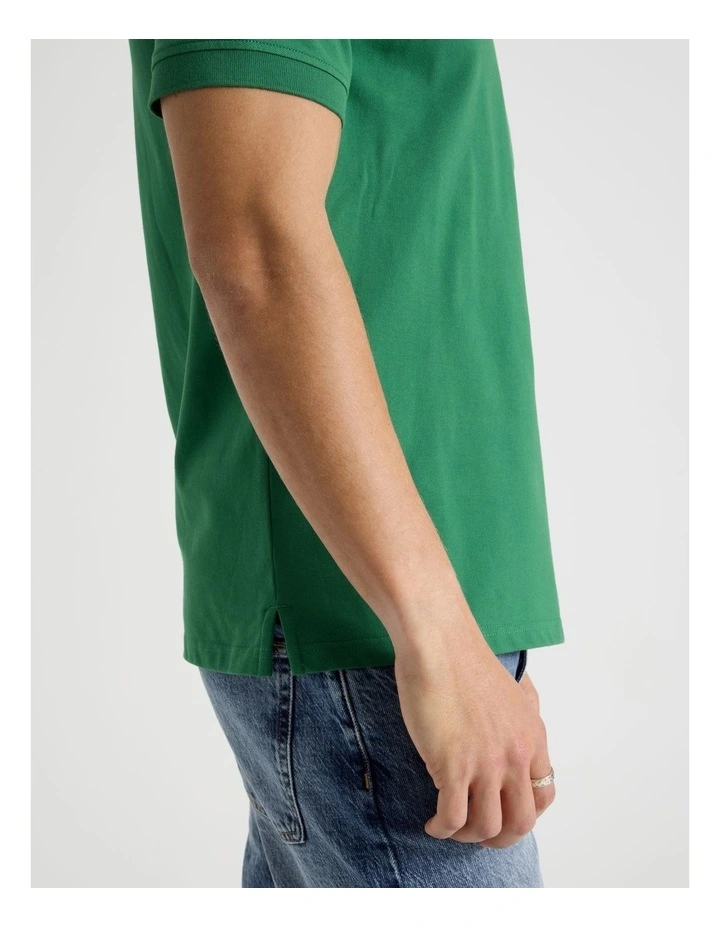 Regular Fit Pique Short Sleeve Polo in Dark Green image 4