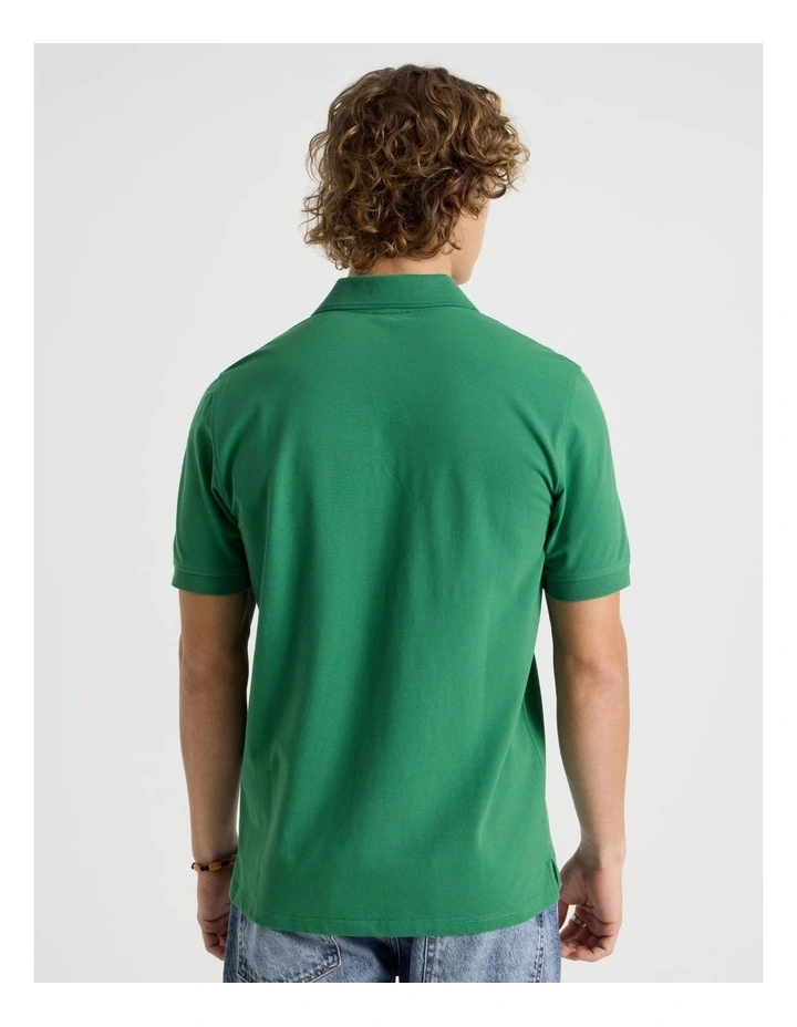 Regular Fit Pique Short Sleeve Polo in Dark Green image 5