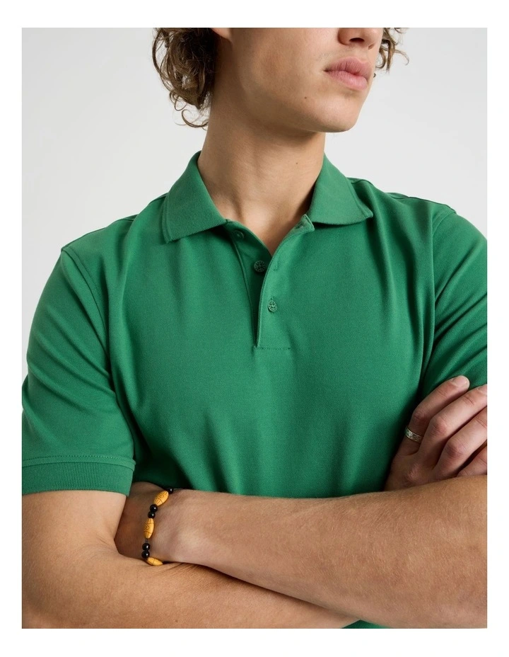 Regular Fit Pique Short Sleeve Polo in Dark Green image 6