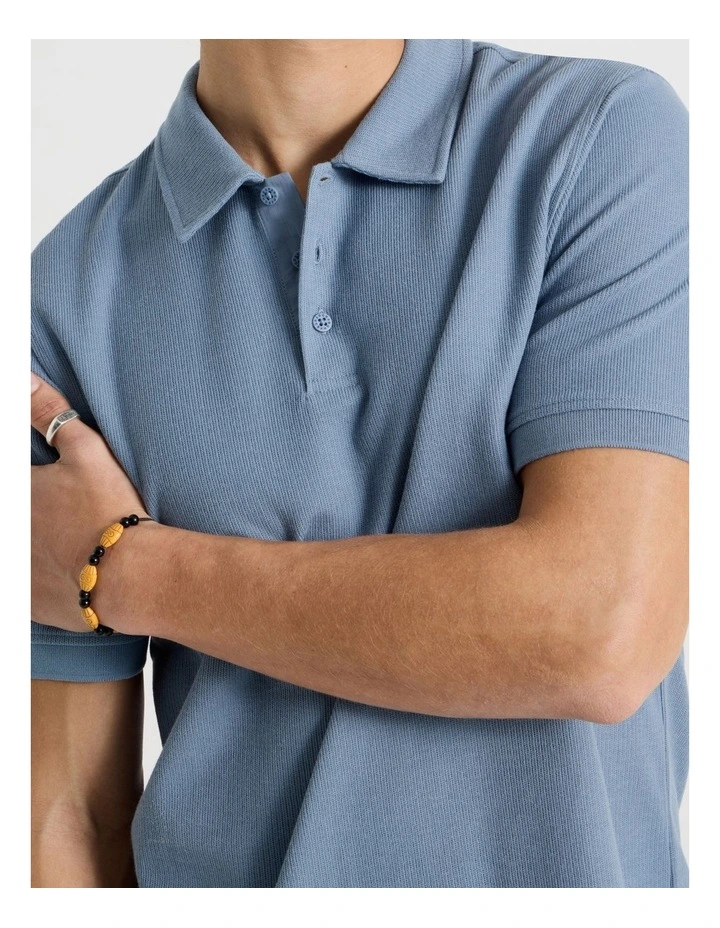 Short Sleeve Textured Polo in Mid Blues image 6