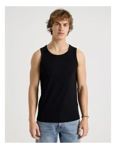 Jersey Rib Singlet in Black