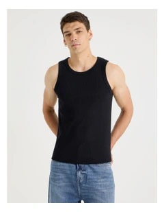 Jersey Rib Singlet in Black