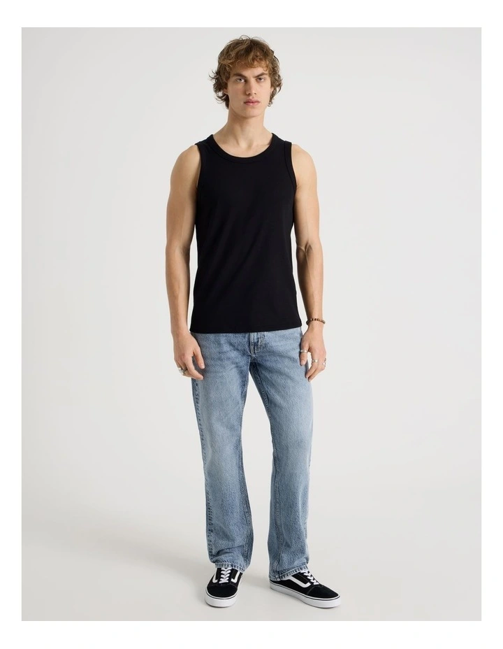 Jersey Rib Singlet in Black image 4