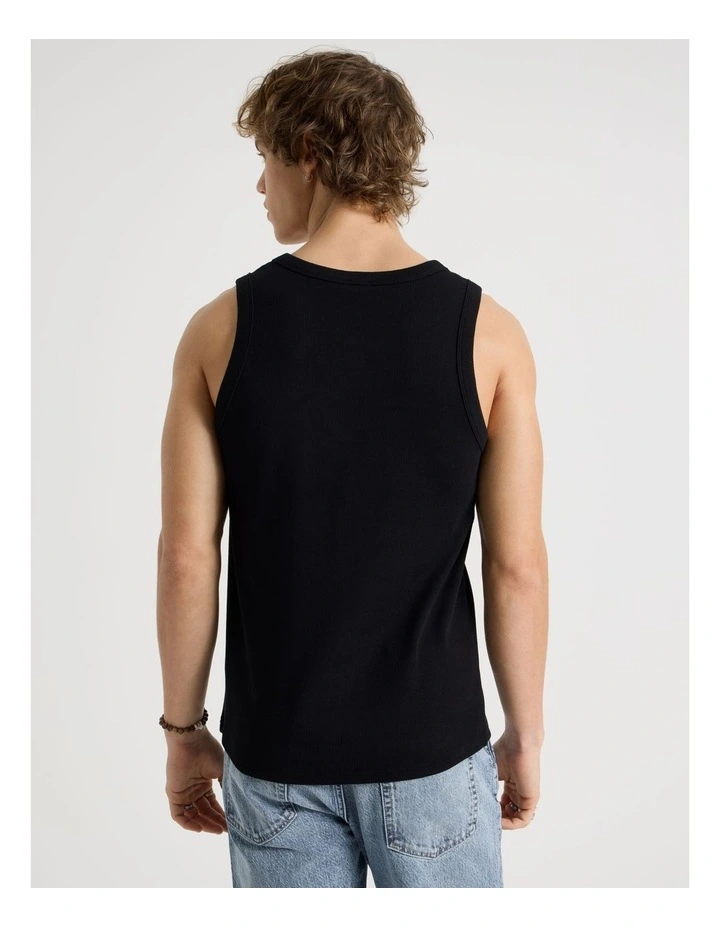Jersey Rib Singlet in Black image 6