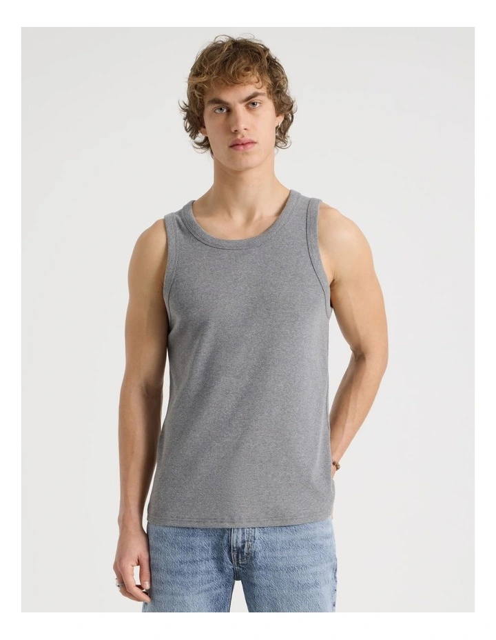 Jersey Rib Singlet in Charcoal image 1