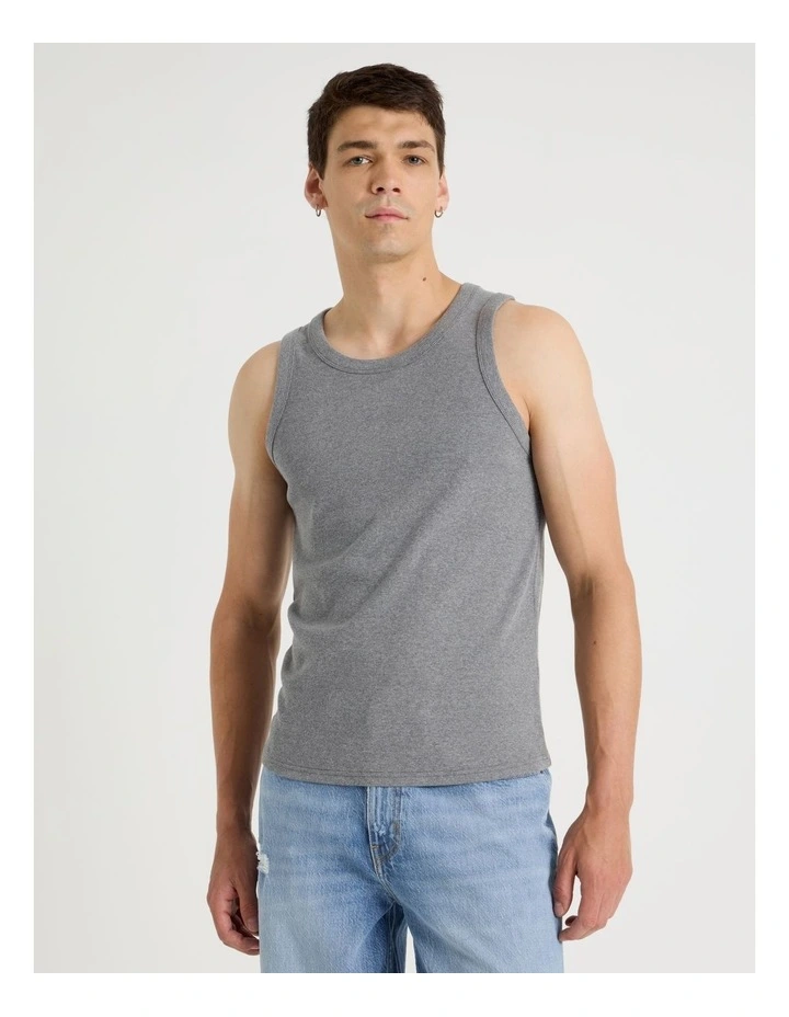 Jersey Rib Singlet in Charcoal image 1