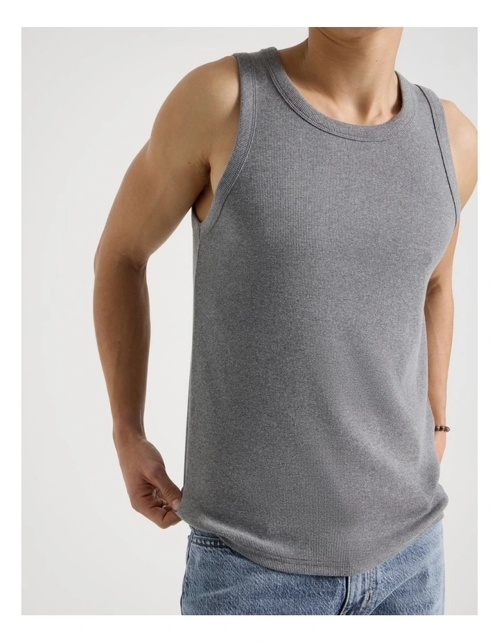 Jersey Rib Singlet in Charcoal image 2
