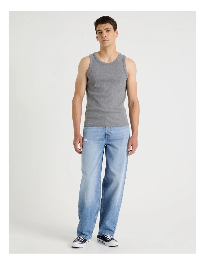 Jersey Rib Singlet in Charcoal image 2