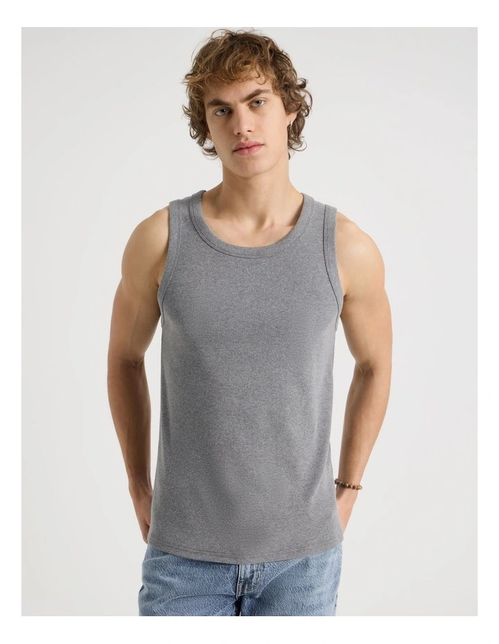 Jersey Rib Singlet in Charcoal image 3