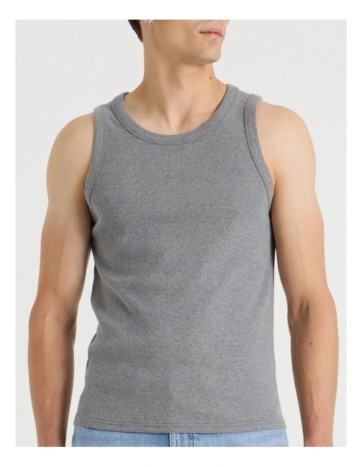 Jersey Rib Singlet in Charcoal image 3