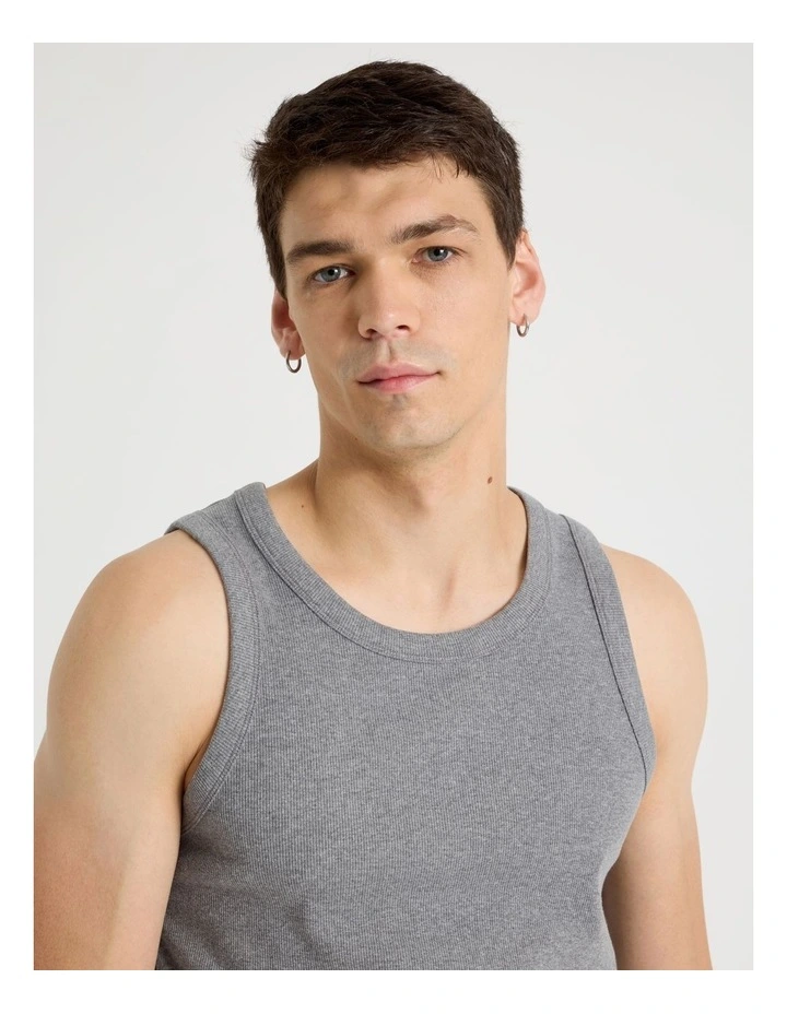Jersey Rib Singlet in Charcoal image 4