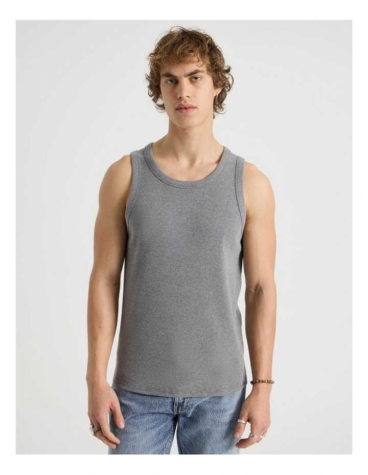 Jersey Rib Singlet in Charcoal image 5