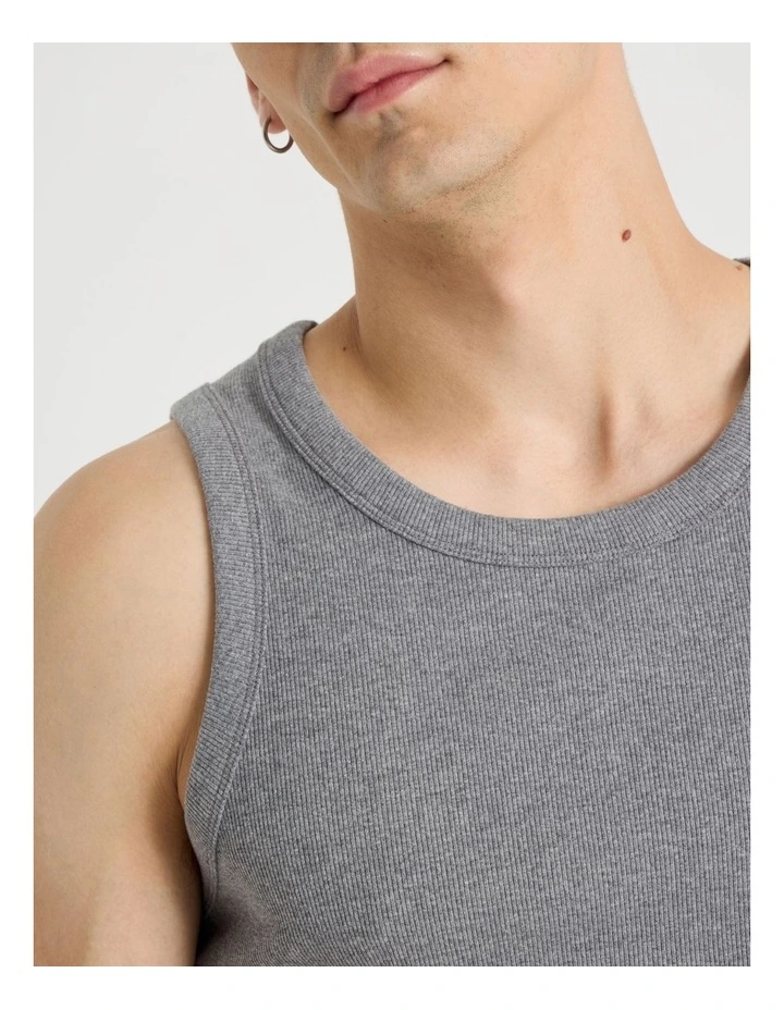 Jersey Rib Singlet in Charcoal image 5