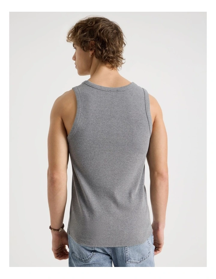 Jersey Rib Singlet in Charcoal image 6