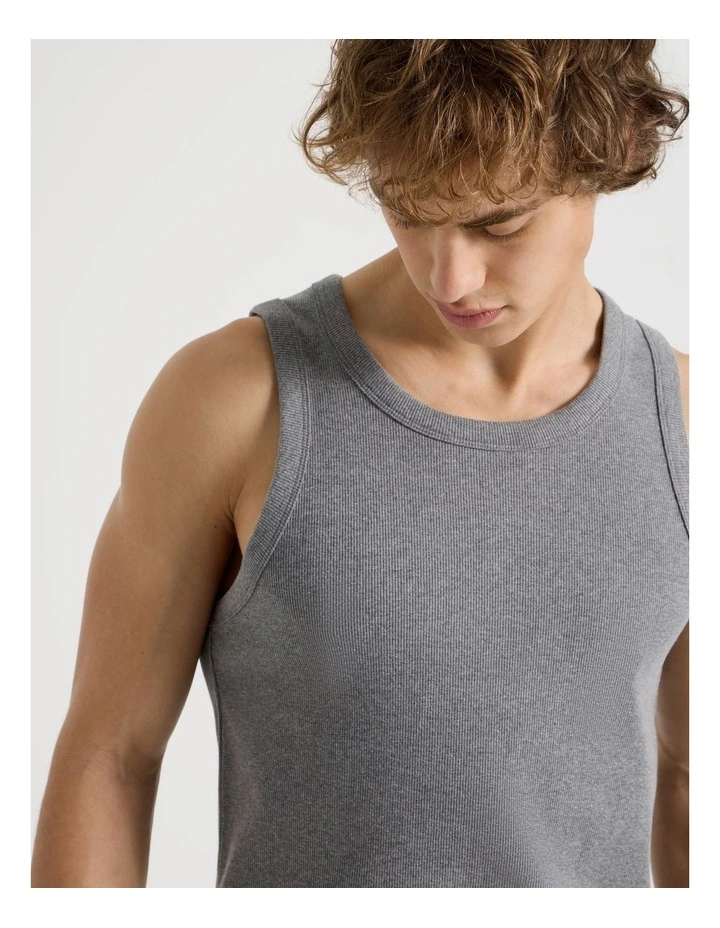 Jersey Rib Singlet in Charcoal image 7