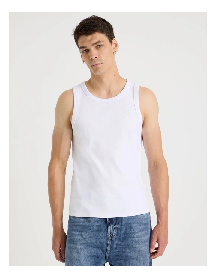 Jersey Rib Singlet in White image 1