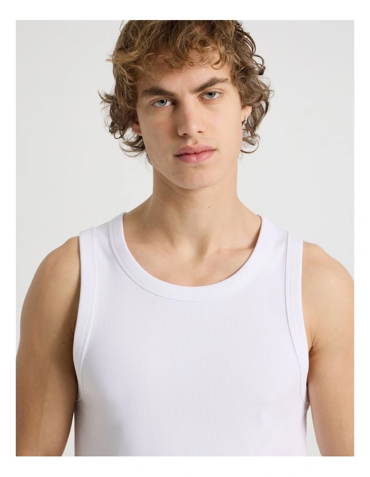 Jersey Rib Singlet in White image 2