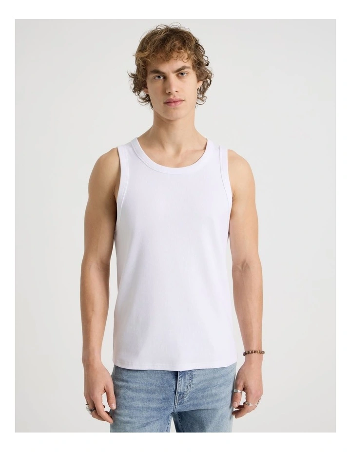Jersey Rib Singlet in White image 3