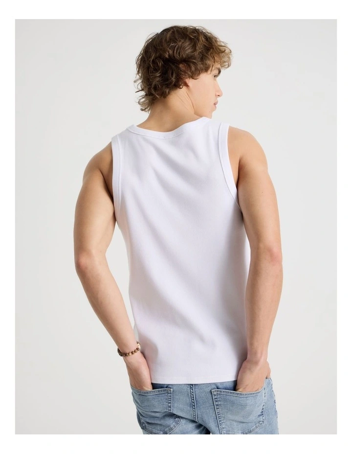 Jersey Rib Singlet in White image 4