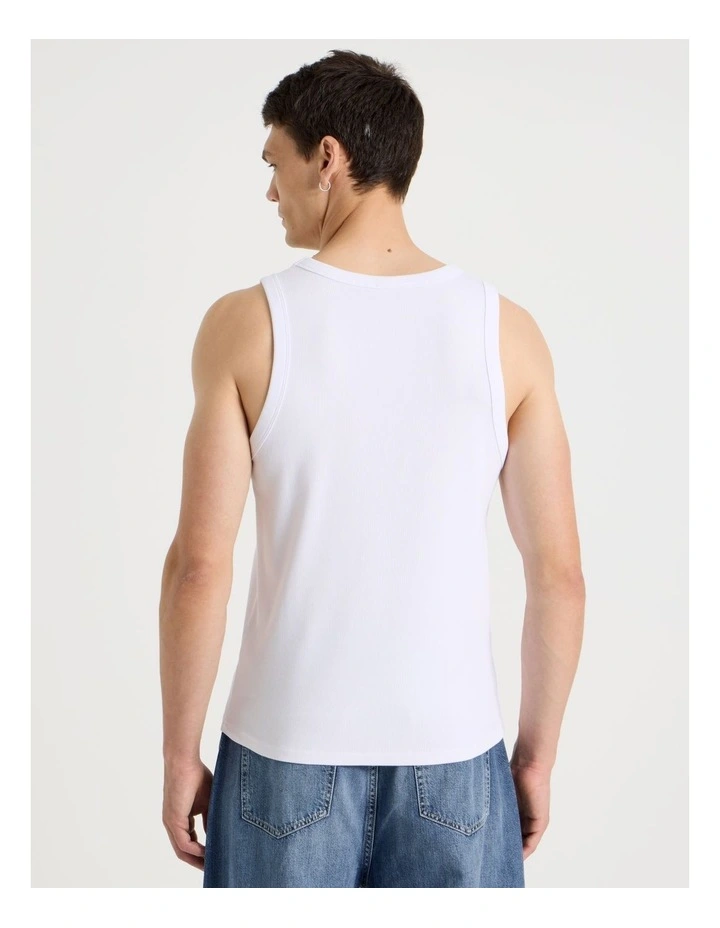 Jersey Rib Singlet in White image 4