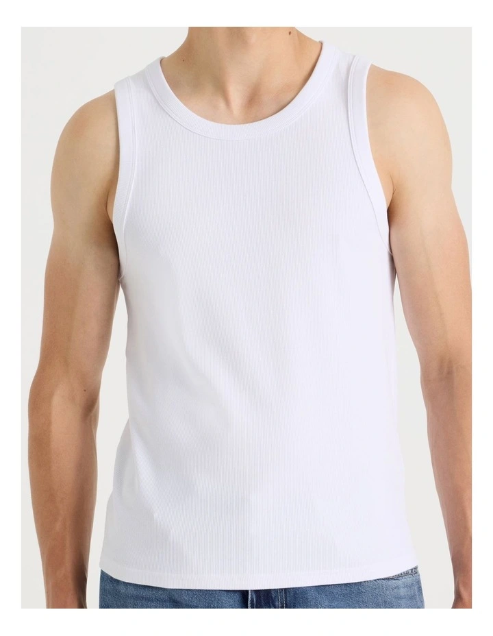 Jersey Rib Singlet in White image 5