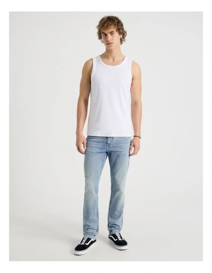 Jersey Rib Singlet in White image 6